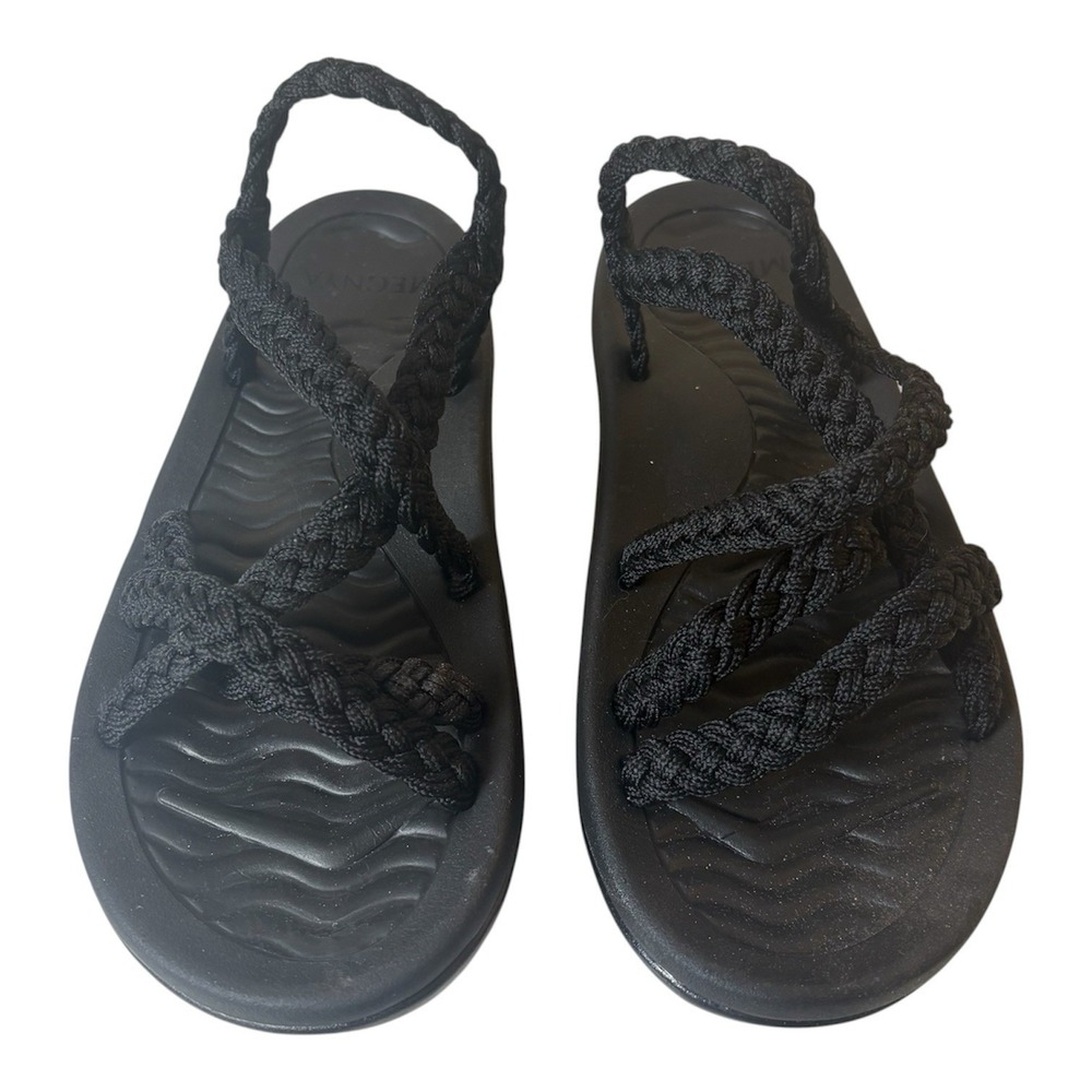 MEGNYA BLACK Comfortable Walking Sandals (Women 8) Braided Hiking Arch Support